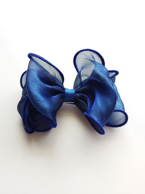 Blue Yarn Bow Hair clip