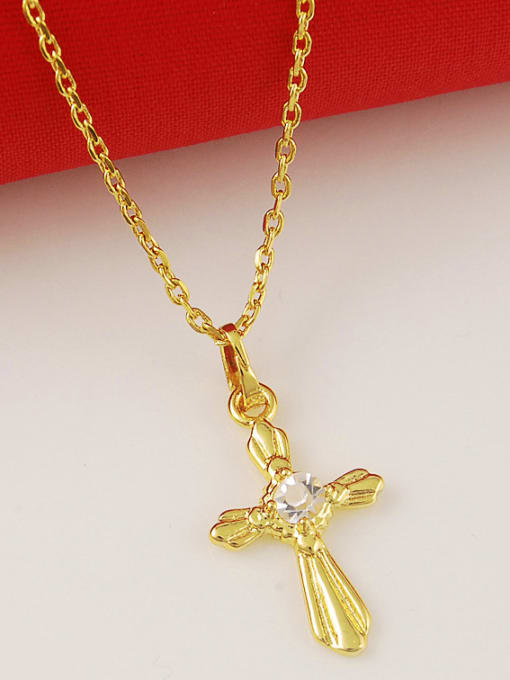 Yi Heng Da Creative Cross Shaped Shimmering Zircon Copper Necklace 2