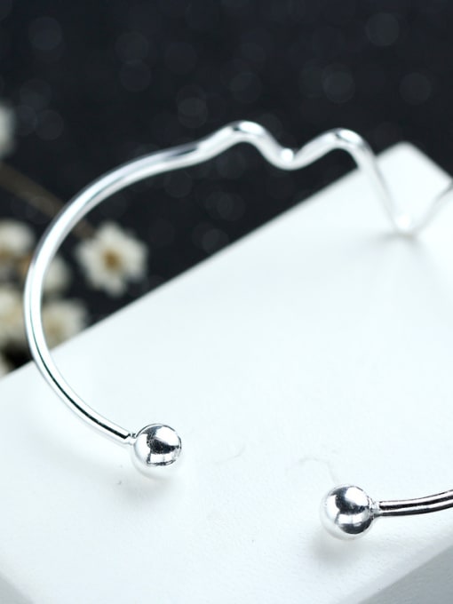 kwan Irregular Simple Style Silver Opening Bangle 1