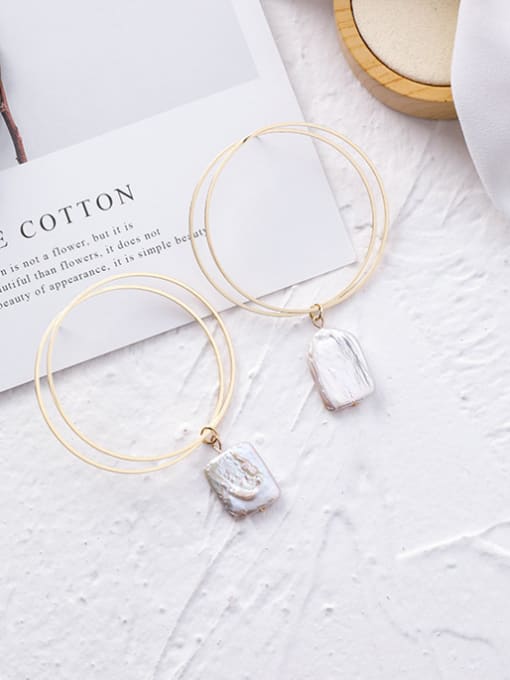 B Circle Shell Alloy With 18k Gold Plated Trendy Geometric Shell Hoop Earrings