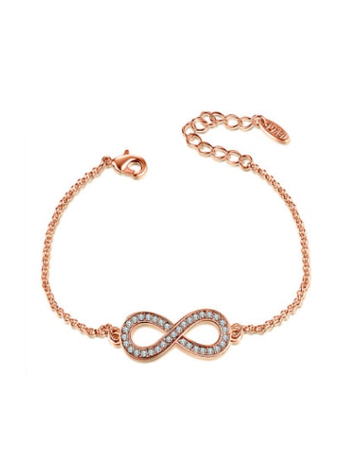 Ronaldo Exquisite Rose Gold Plated Figure Eight Shaped Crystal Bracelet 0