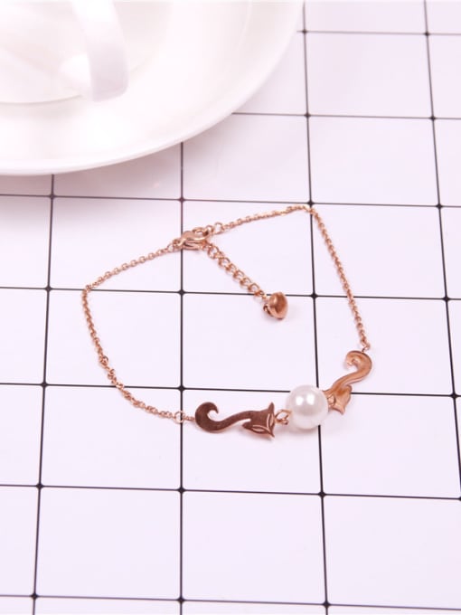 GROSE Lovely Fashion Artificial Pearl Titanium Anklet 2
