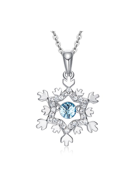 CEIDAI Fashion Cubic Rotational austrian Crystals Snowflake Pendant Copper Necklace