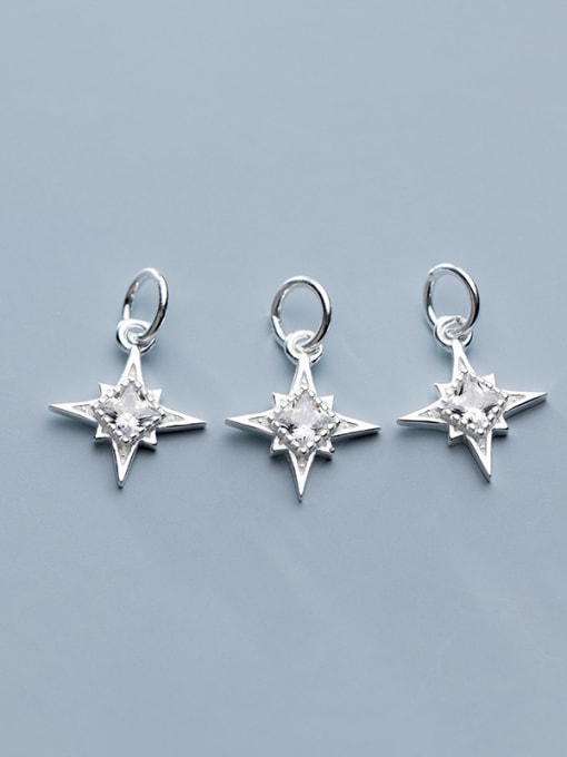 FAN 925 Sterling Silver With  Cubic Zirconia  Simplistic Star Pendants 3