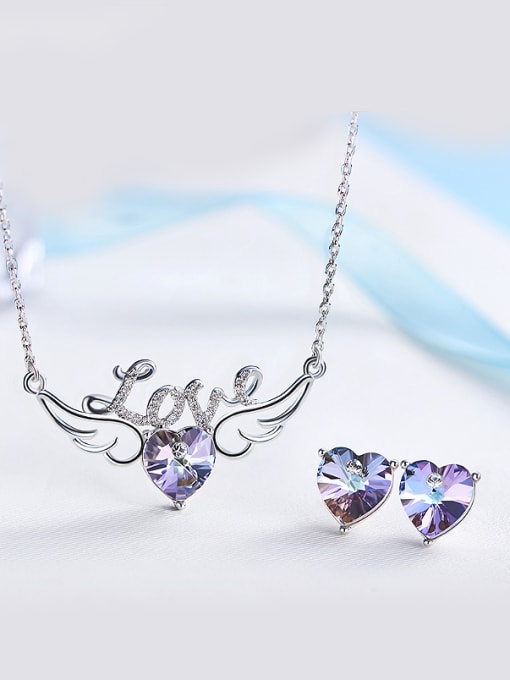 Purple austrian Crystal Heart-shaped Set