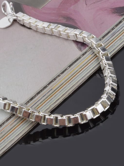 Ya Heng Simple Box Chain Copper Silver Plated Bracelet 1