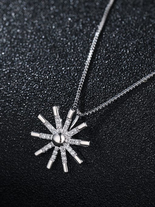 UNIENO 925 Sterling Silver With Platinum Plated Personality Sun Flower Necklaces 1