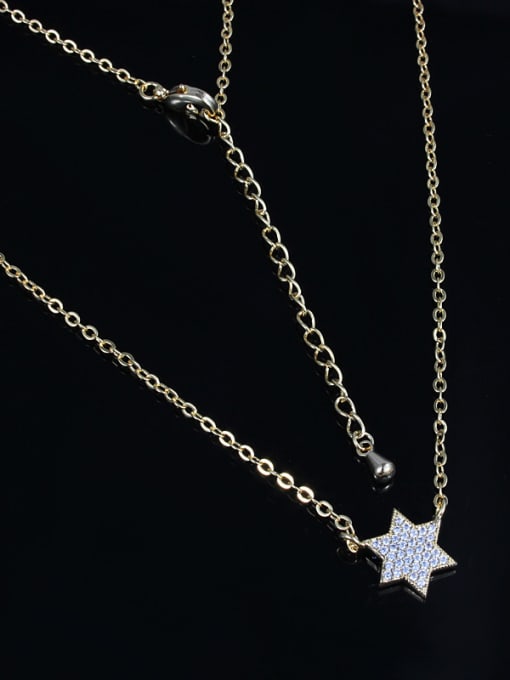 SANTIAGO Couples All-match 18K Gold Plated Star Shaped Zircon Necklace 1
