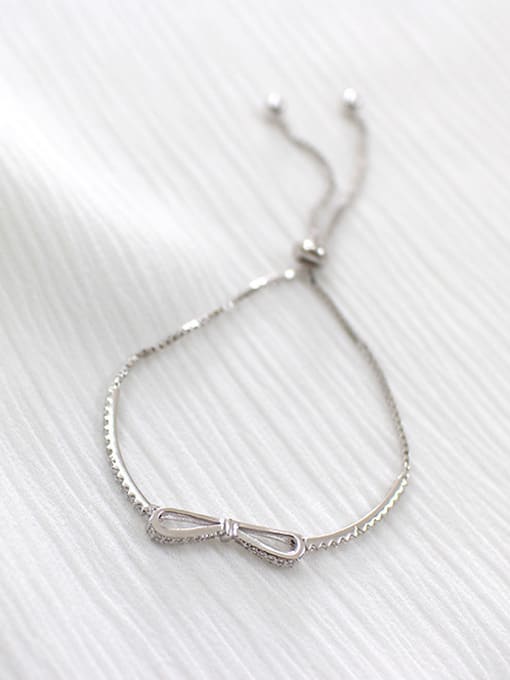 DAKA Fashion Little Bowknot Cubic Zirconias Silver Adjustable Bracelet 3