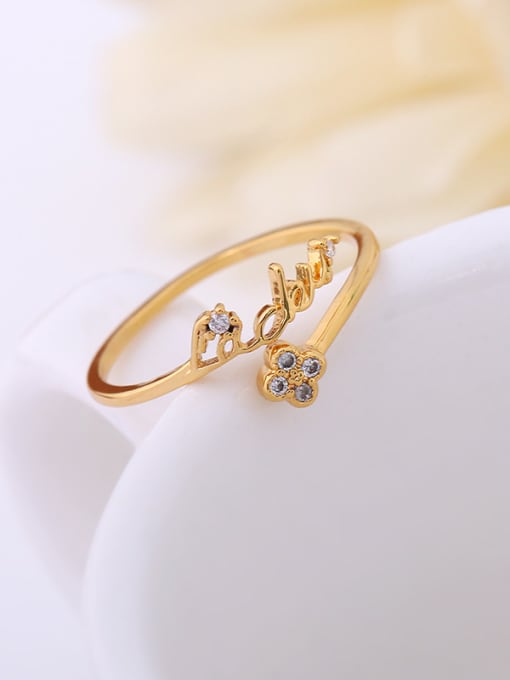 Lang Tony Women Handmade Flower Shaped Zircon Ring 2