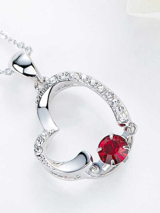 CEIDAI Simple Hollow Heart Cubic austrian Crystals Copper Necklace 2