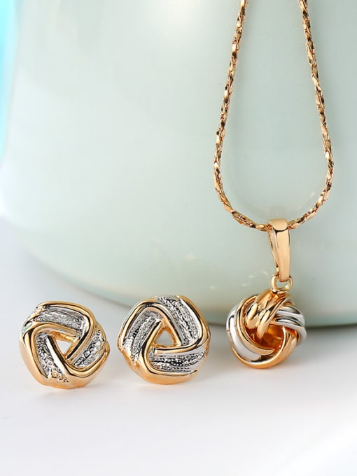 XP Copper Alloy Multi-gold Plated Simple style Geometry Two Pieces Jewelry Set 0