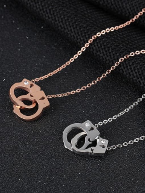 Open Sky Personalized Little Handcuffs Titanium Necklace 2