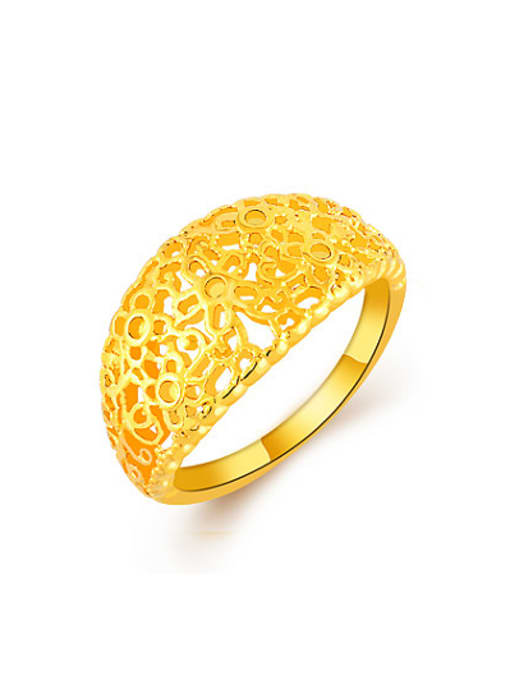 Yi Heng Da Exquisite 24K Gold Plated Hollow Flower Shaped Copper Ring