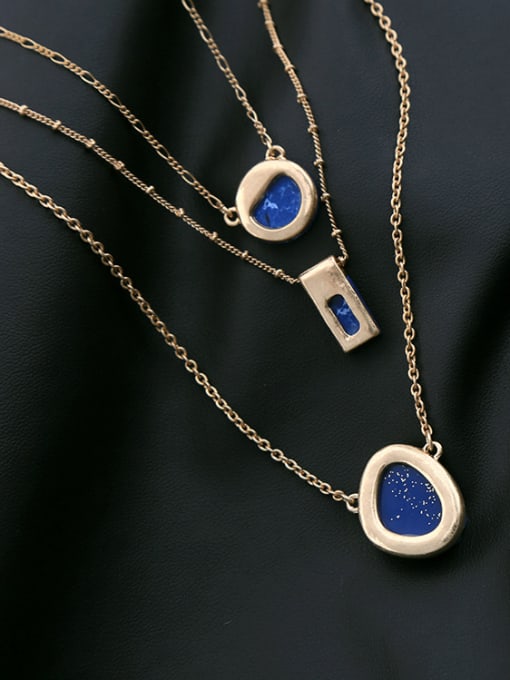 KM Simple Multi- layer Blue Stones Alloy Necklace 3