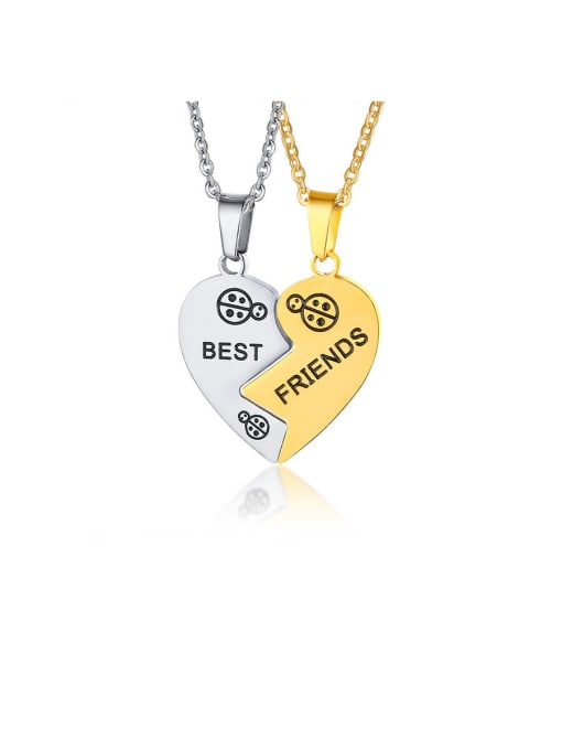 CONG Stainless Steel With English Alphabet Simplistic Heart Necklaces 0