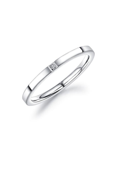 Open Sky Titanium With Cubic Zirconia Simplistic Round Band Rings 2