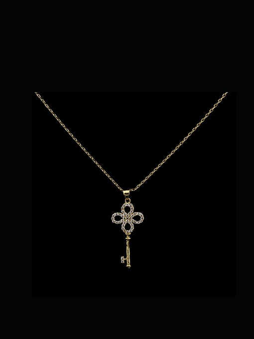 Golden White Drill 2018 2018 Key Shaped Copper Necklace