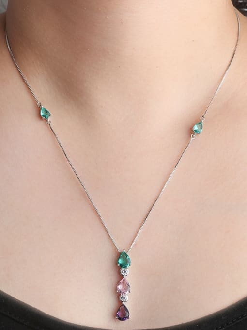 ROSS Copper With Glass stone Fashion Water Drop Necklaces 1