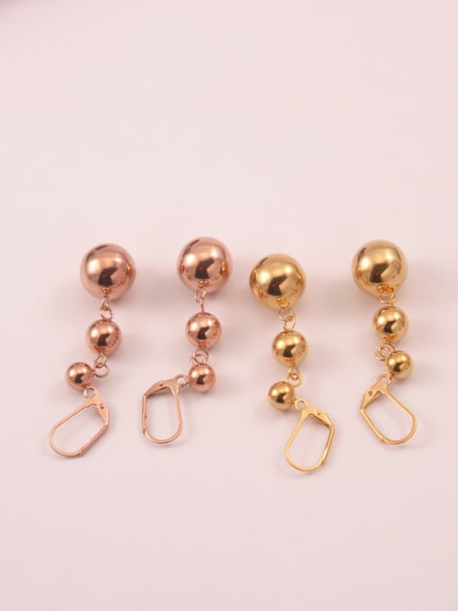GROSE Titanium With Gold Plated Fashion Round Beads Drop Earrings 3