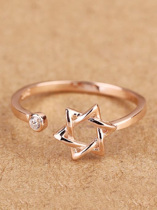 rose gold Six-pointed Star Opening Midi Ring