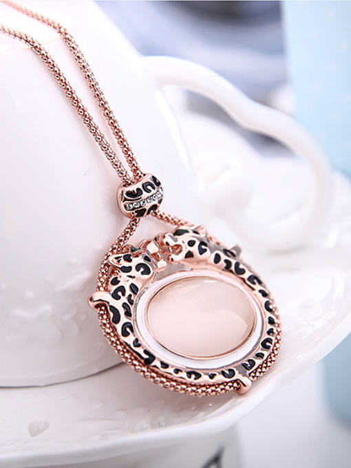 BESTIE Alloy Rose Gold Plated Fashion Artificial Stones Leopard Two Pieces Jewelry Set 1
