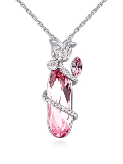 QIANZI Fashion Oval austrian Crystal Flower Alloy Necklace 1