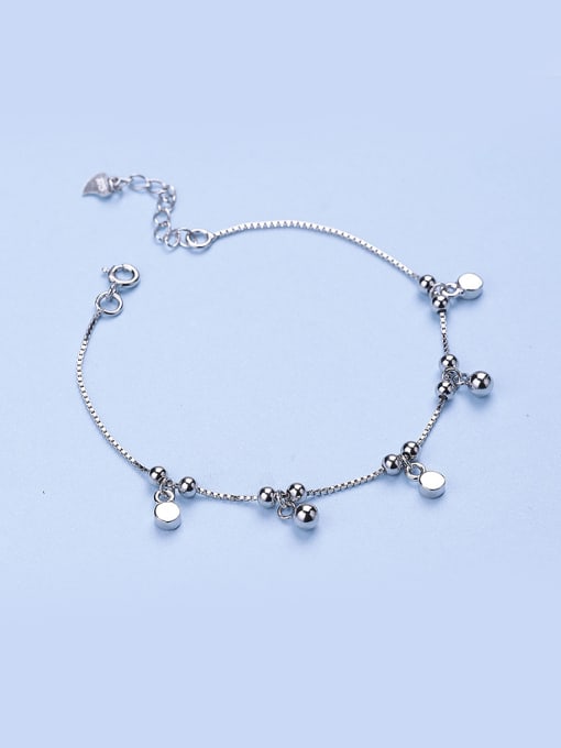 One Silver Adjustable Length Geometric Silver Bracelet