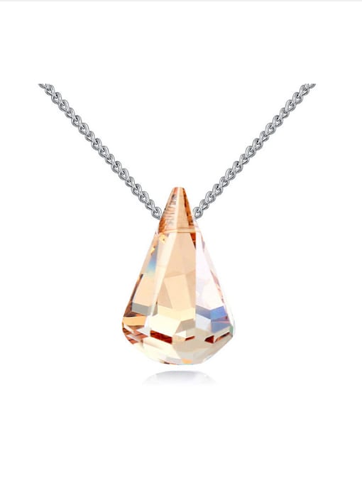 QIANZI Simple Shiny Water Drop shaped austrian Crystal Pendant Alloy Necklace
