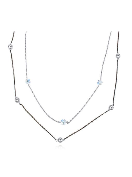 white Simple Little austrian Crystals Double Layer Alloy Necklace