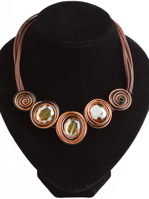 Coffee Fashion Exaggerated Handmade Winding-stones Alloy Necklace
