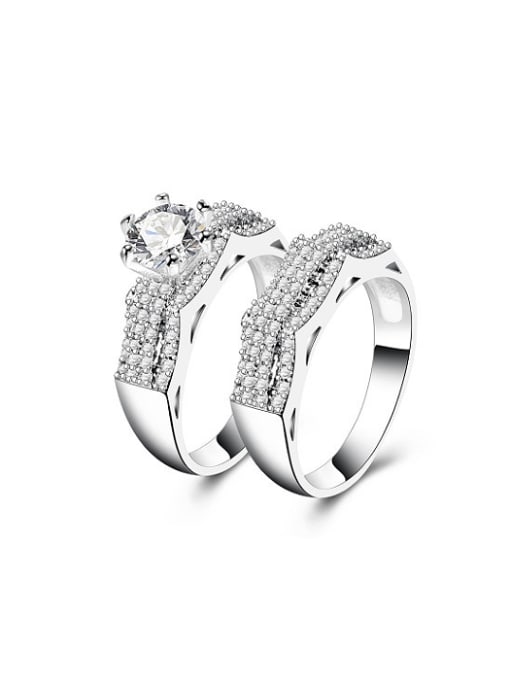 Ronaldo High Quality White Gold Plated Copper Zircon Ring Set 0