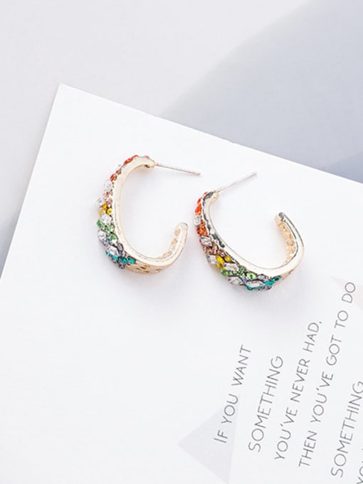 F C shaped Alloy With Rose Gold Plated Fashion Irregular Stud Earrings