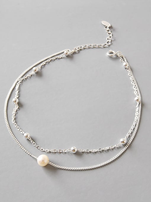 DAKA Pure silver freshwater pearl beads simple chain 0