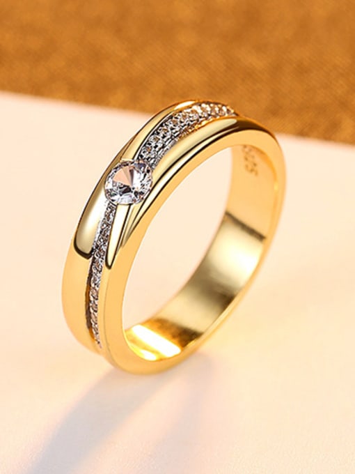 gold 925 Sterling Silver With Gold Plated Simplistic Round Band Rings