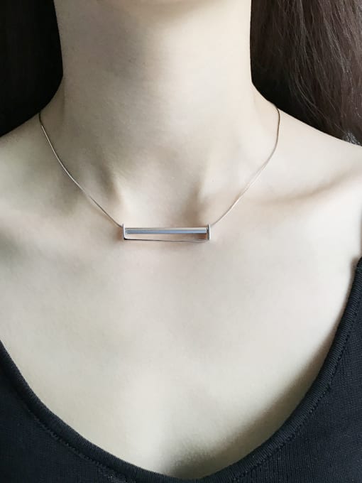 Boomer Cat Sterling silver long tube minimalist necklace 1