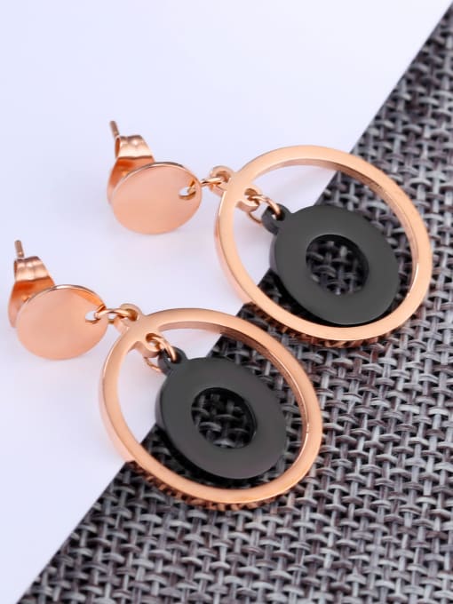 Open Sky Simple Hollow Rounds Rose Gold Plated Stud Earrings 2