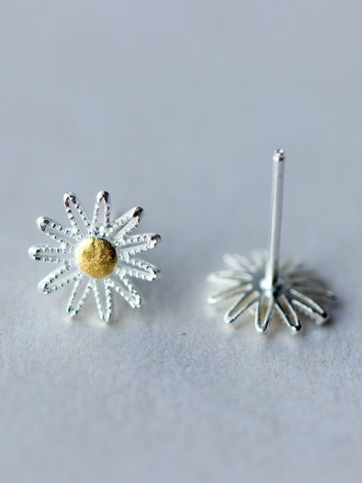Rosh S925  silver sweet small daisy stud Earring with gold plated 2