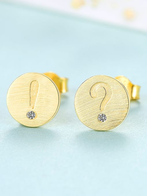 CCUI 925 Sterling Silver With Gold Plated Simplistic Round Mark  Stud Earrings 3