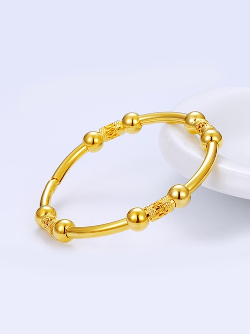 XP Copper Alloy 24K Gold Plated Classical Beads Bangle 1