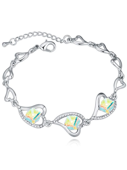 QIANZI Exquisite Hollow Hearts Cubic austrian Crystals Alloy Bracelet 1