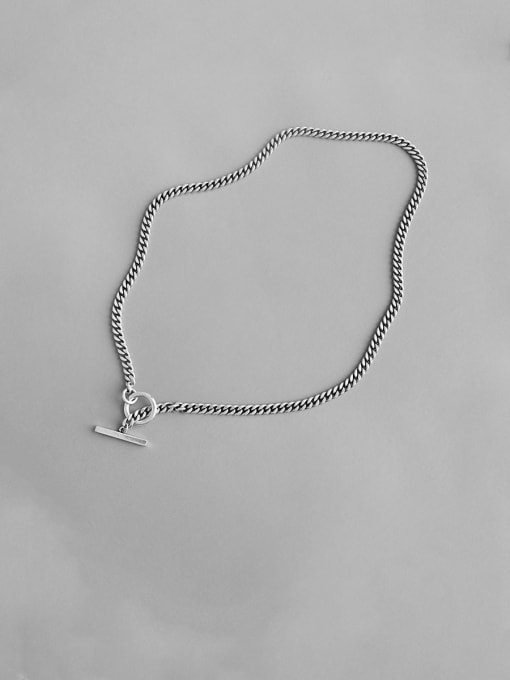 DAKA 925 Sterling Silver With Antique Silver Plated Simplistic Chain Necklaces 1