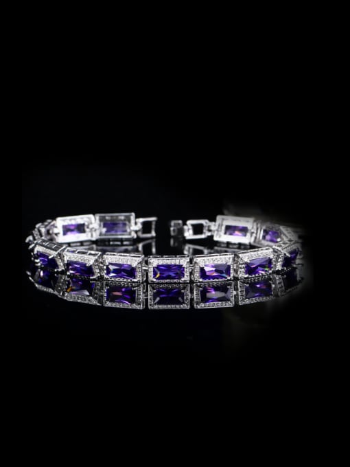 Purple Fashion Rectangle Color Zircons Bracelet