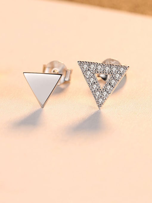 CCUI 925 Sterling Silver With  Simplistic Triangle Stud Earrings 0