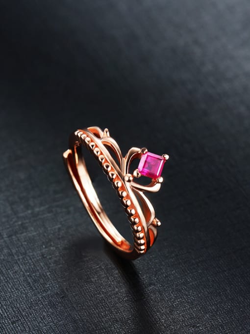 Deli Rose Gold Plated Ruby Crown Ring 0