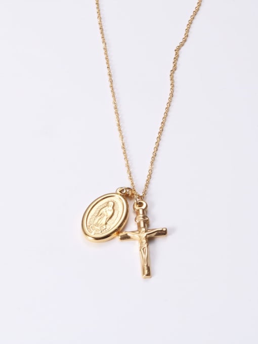 E cross 30 * 17 Alloy With Gold Plated Simplistic Cross Necklaces