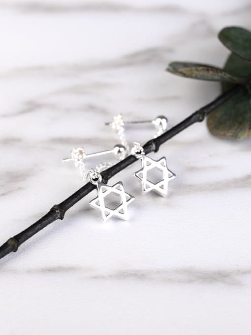 Peng Yuan Fashion Six-pointed Star Silver Earrings 2