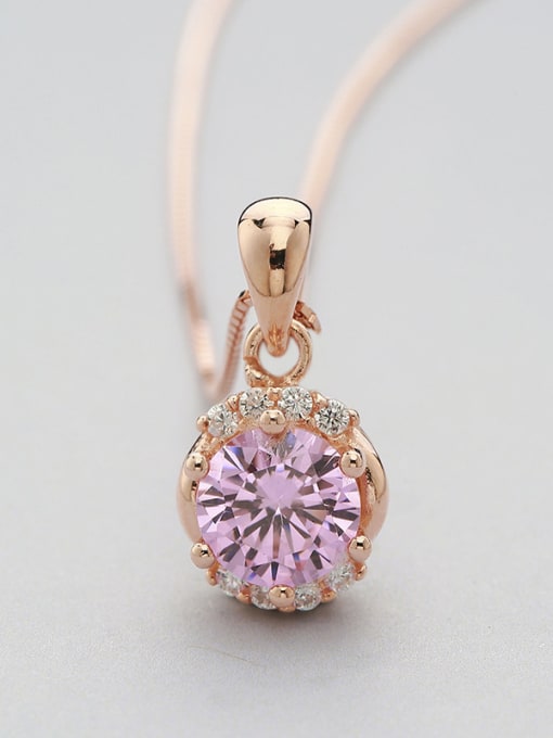 One Silver Pink Round Pendant 0