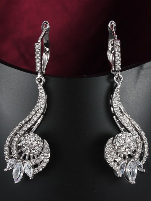 SANTIAGO Exquisite White Gold Plated Zircon Copper Drop Earrings 1