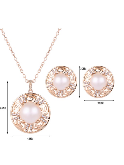 BESTIE 2018 2018 Alloy Imitation-gold Plated Fashion Artificial Stones Round Two Pieces Jewelry Set 3